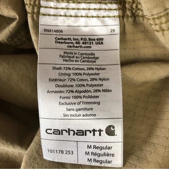 Men's Carhartt Force Dark Khaki Short Sleeve Button Down Work Shirt. Size Medium - Picture 13 of 16